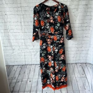 eci new york black & orange floral dress romper size 10